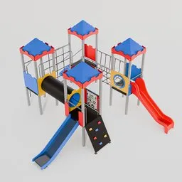 Playground setup with four towers