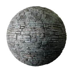 2K PBR texture for 3D modeling with realistic stone wall finish, detailed displacement, and procedural elements for Blender.