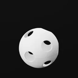 Detailed 3D model of a perforated white pickleball, optimized for high-quality Blender rendering and sports design.