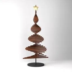3D rendered minimalist spiral Christmas tree with star, optimized for Blender rendering and design projects.