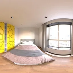 Modern Apartment Bedroom Panorama