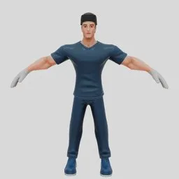 Stylized Surgeon in Blue Scrubs