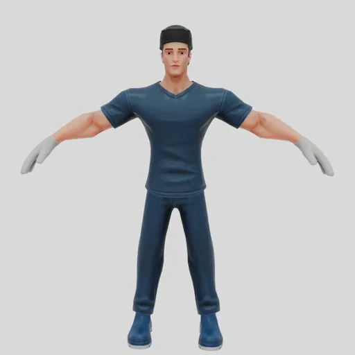 Stylized Surgeon in Blue Scrubs