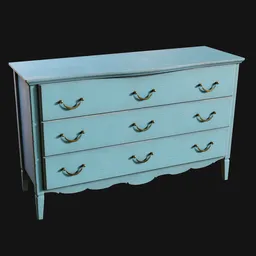 Three-Drawer Low Chest Blue
