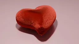 Highly detailed 3D heart-shaped pillow model with shadows and textures in Blender.