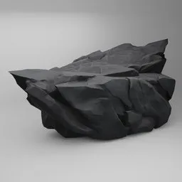 Stylized 3D model of a rough landscape rock with dark tones, optimized for Blender, suitable as a game asset with 2K texture.