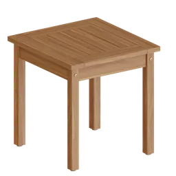 Detailed 3D model of a square wooden side table, ideal for Blender rendering and furniture design visualization.