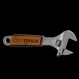 Realistic Blender 3D adjustable wrench model with detailed texture and metal finish, ideal for tool simulation.