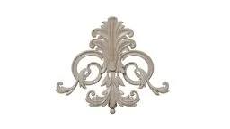 Detailed 3D decorative cartouche for classical architecture and interior design, compatible with Blender.