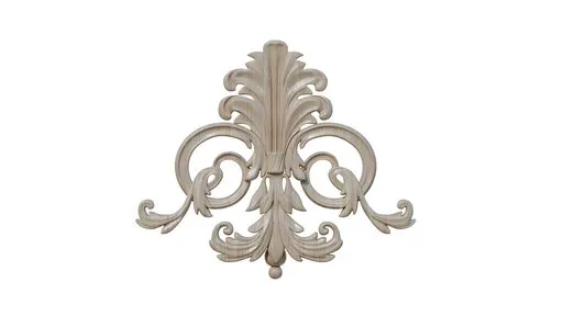 Detailed 3D decorative cartouche for classical architecture and interior design, compatible with Blender.