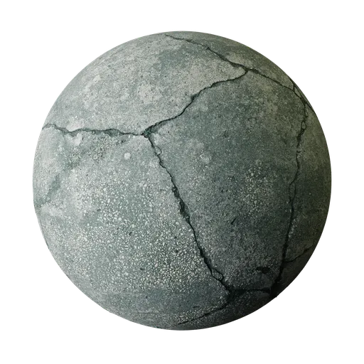 Deep Cracked Blue Concrete Walkway