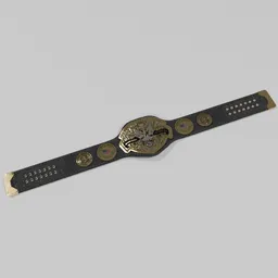 "Intercoastal Champion Belt - Entry Tier Wrestling Belt 3D Model for Blender 3D - Metal Shaded Belt with Gold and Black Design, AI Generated Watch and Draft Textures"