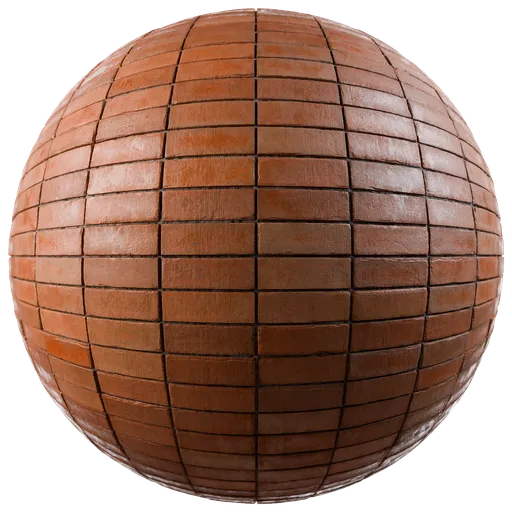 Realistic red brick PBR texture for 3D materials, with detailed abrasions and cement, ideal for architectural rendering and design.
