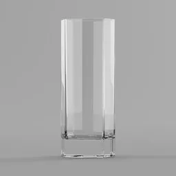 Realistic 3D model of a clear faceted tumbler, perfect for Blender 3D artists and tableware visualizations.