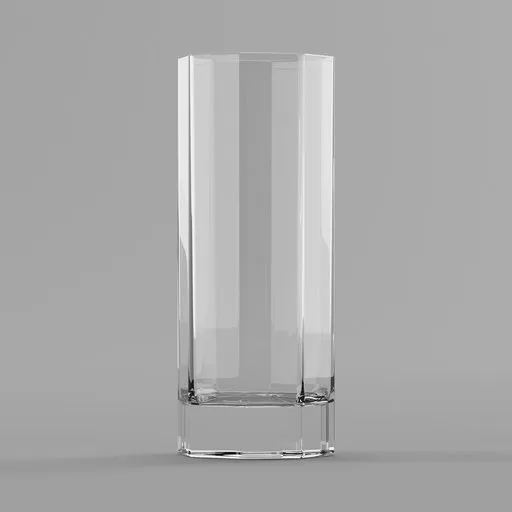 Realistic 3D model of a clear faceted tumbler, perfect for Blender 3D artists and tableware visualizations.