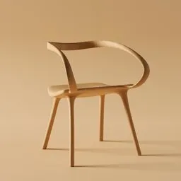 "Velo Wooden Chair: A topologically-rendered 3D model in Blender 3D, featuring a beautifully curved back and seat. This contemporary chair, created in 2019 by renowned designer Jan Waterston, showcases a pointed chin and embodies a pudica pose. A favorite on Behance, it exudes the essence of craftsmanship with its wooden structure."