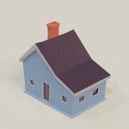 "Stylized low-poly 3D model of a small house, ideal for Blender architectural visualization."