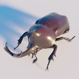 "Realistic beetle 3D model for Blender 3D: A close-up of a metal bug with a long tail, featuring physical correct light shadows and anti-aliasing. This insect design by George Stubbs is perfect for concept art or for use in Unreal Engine 5 and iOS app icon development."