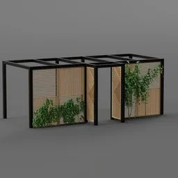 Detailed 3D model of an Asian-style pergola, ideal for garden entrance visualization, compatible with Blender.