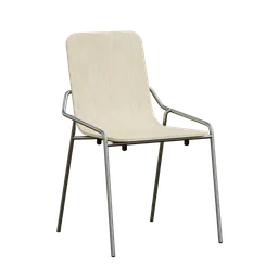 Highly detailed Blender 3D render of a wooden and metal office chair with realistic textures and design, inspired by B&T Design.