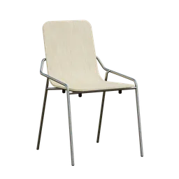 "Office chair 3D model in wood and metal, textured with 1K resolution. Inspired by B&T Design Dupont, created with Blender 3D by Rolf Klep using Vray renderer. Realistic photorealistic design in cinnamon skin color, perfect for architectural visualizations and interior design projects."