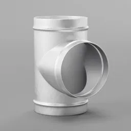 Realistic 3D model of a galvanized steel ventilation pipe connector for Blender renderings and architectural visualization.