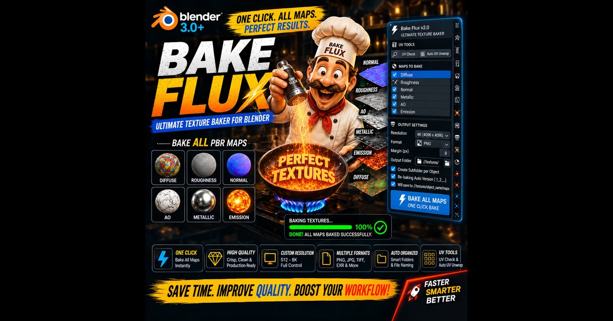 Bake Flux v4 - One Click Texture Baker | Tools add-ons | Blendkit