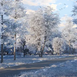 Winter Forest Road Environment Animation