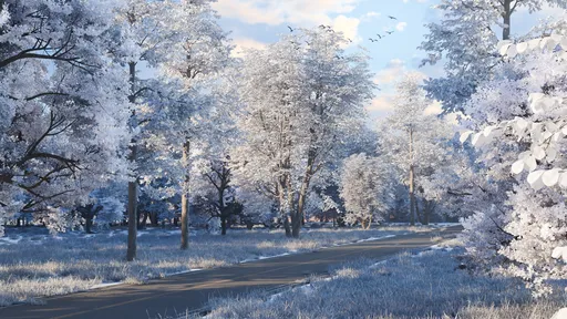 Winter Forest Road Environment Animation