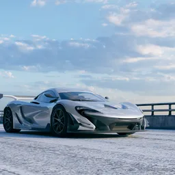 Hypercar on Icy Highway