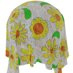 High-definition 4K Printed Flower Cloth texture for Blender 3D with PBR maps for realistic fabric rendering in designs and decorations.