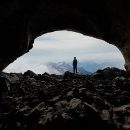 Rocky Cave and Landscape Background