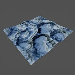 "Snowy mountain landscape terrain 3D model for Blender 3D - non-tiling, highly detailed, with scattered islands and fluid elements. Perfect for creating realistic snowy scenes in your projects."