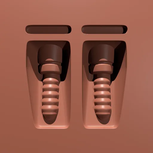 3D Double Divot Brush imprint for screw housing modeled in Blender, for high-detail industrial modeling.