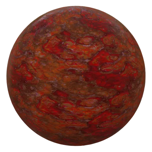 Realistic PBR texture for 3D rendering simulating deep red human flesh, suitable for Blender and other 3D applications.