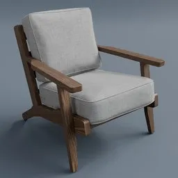 Detailed 3D model of a modern armchair with high-quality textures, suitable for Blender rendering.