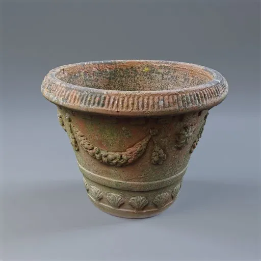 Decorated terracotta vase