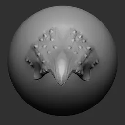 3D sculpting brush imprint of multi-spiked dragon scales for Blender, ideal for detailed creature model texturing.