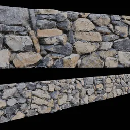 Detailed 3D stone wall texture perfect for Blender artists seeking realistic fence models.