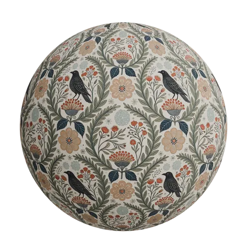 Folk art style wallpaper