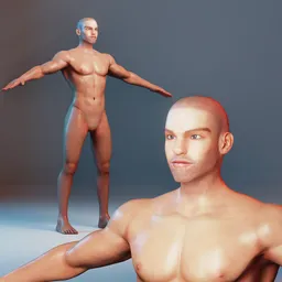 Adult Male Body Base Mesh Character - Semi Realistic - Rigged (Rigify)