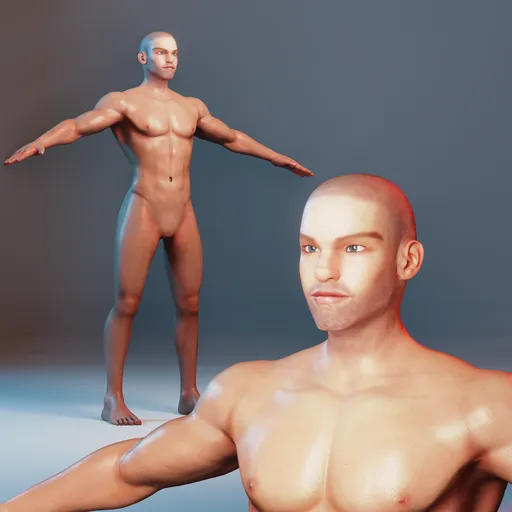 Adult Male Body Base Mesh Character - Semi Realistic - Rigged (Rigify)