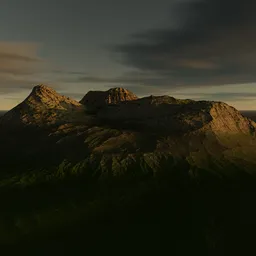Realistic 3D digital rendering of mountain peaks with detailed textures suitable for Blender projects.