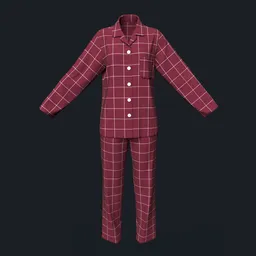Window Pane Patterned Cotton Pajama Set