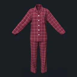 Window Pane Patterned Cotton Pajama Set