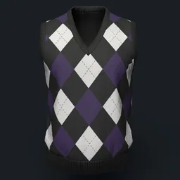 Black Argyle Knit Vest