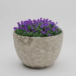 Purple Pansy Stone Planter