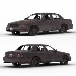 Detailed 3D model of a weathered, post-apocalyptic vehicle, compatible with Blender rendering.