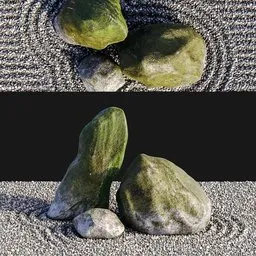 Mossy Zen Garden Rocks