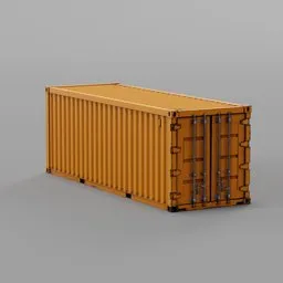 Realistic orange 3D shipping container model optimized for Blender with detailed textures and low poly count for game asset.